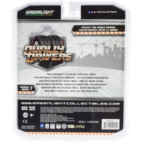 2018 RAM 3500 Dually Stake Truck "Waste Management" White & Green "Dually Drivers" Series 7 1/64 Diecast Model Car by Greenlight image {2}