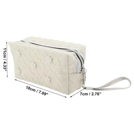 Unique Bargains Women's Portable Solid Color Faux Pearls Makeup Bag 1 Pc image {1}