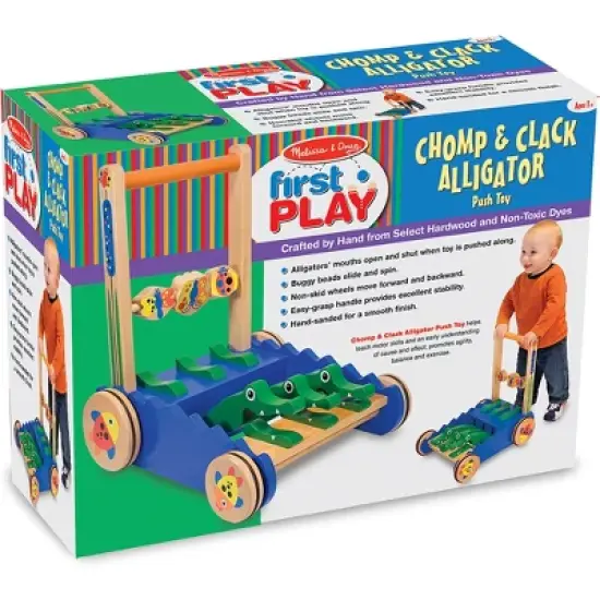 Melissa & Doug Deluxe Chomp and Clack Alligator Wooden Push Toy and Activity Walker image {1}