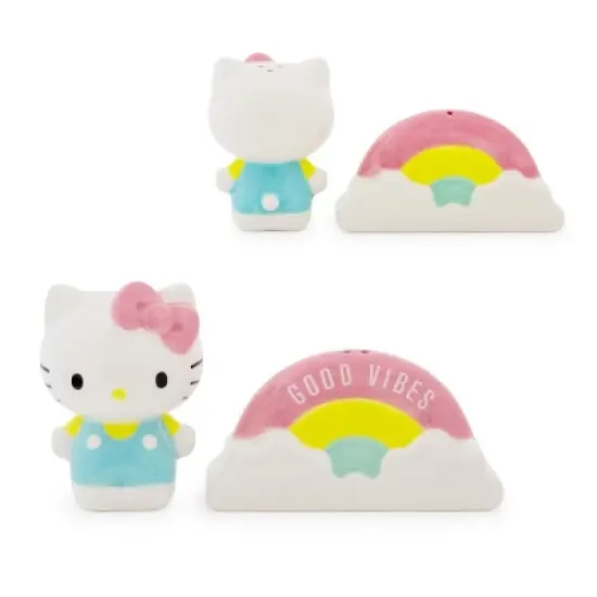 Silver Buffalo Sanrio Hello Kitty and Rainbow Ceramic Salt and Pepper Shaker Set image {9}