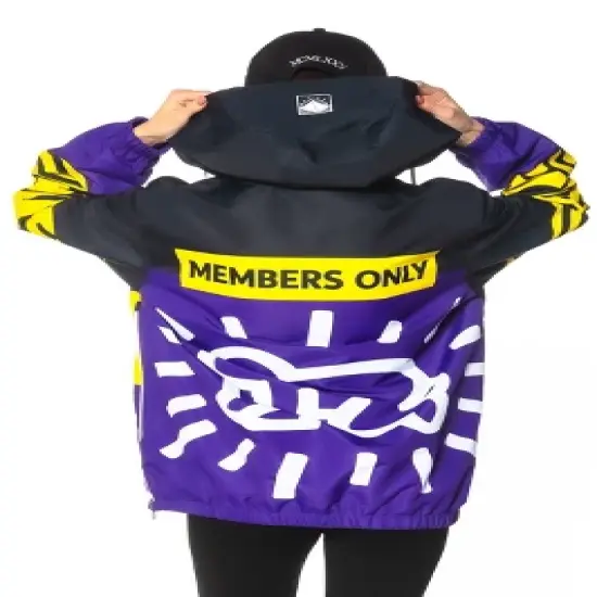 Members Only - Women's Colorblock Windbreaker Oversized Jacket - Purple image {4}