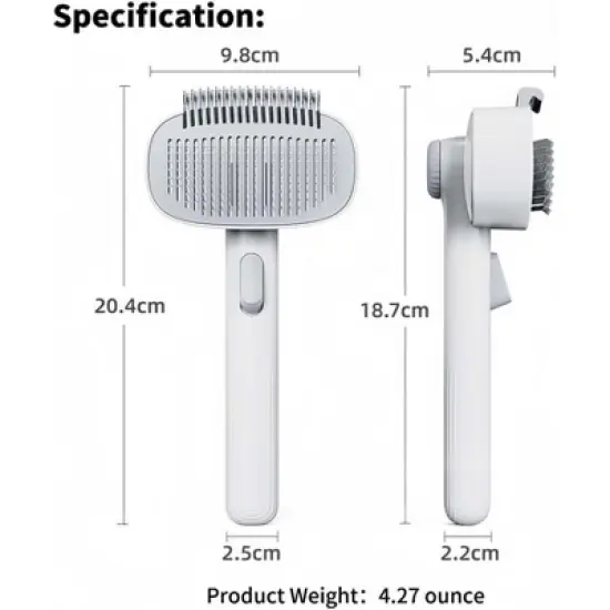 BABYYER  2-in-1 Cat Grooming Brush, Cat Brushes with Release Button & Deshedding Dematting Rake, for for Long or Short Haired Pets, Remove Knots,White image {4}