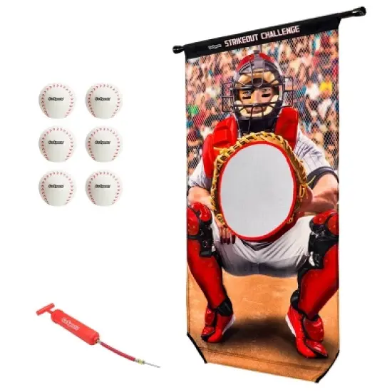 GoSports Strikeout Challenge Baseball Toss Doorway Toy Game Set - 9pc image {1}