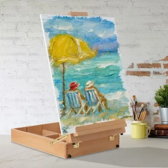 7 Elements Wooden Tabletop Art Easel with Storage Sketchbox image {6}