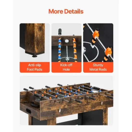 VEVOR 3-in-1 Combo Game Table Set, 54" Air Hockey Table, Multi Combination Table with Air Hockey, Ping Pong, Foosball, Pushers & Pucks, Brown image {4}