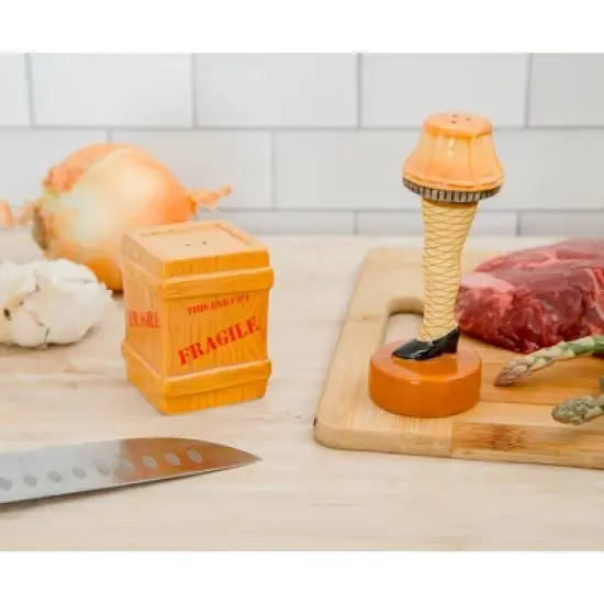 Silver Buffalo A Christmas Story Leg Lamp and Crate Ceramic Salt and Pepper Shakers | Set of 2 image {5}