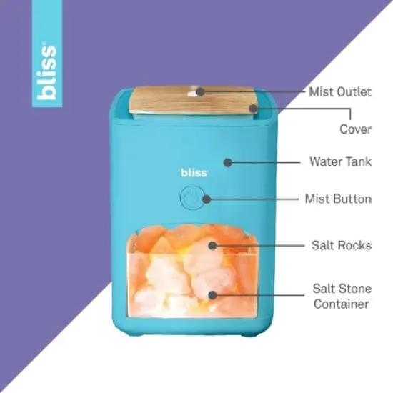 bliss Himalayan Salt Diffuser & Cool Mist Humidifier | Ultrasonic Aromatherapy with 7-Color LED Night Light | 2 Mist Modes & Auto Shut-Off image {2}