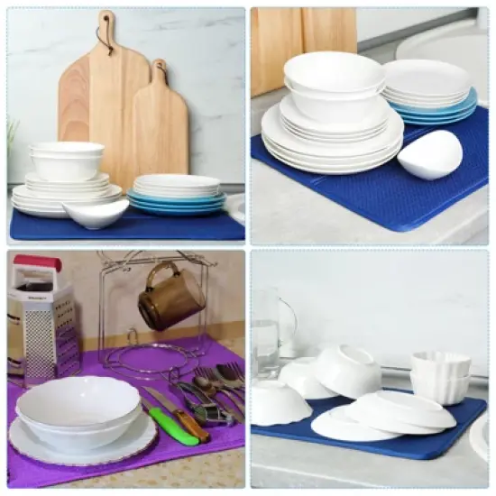 Unique Bargains Microfiber Reversible Washable Fast Drying Dish Drying Mat Beige 3 Pcs image {4}