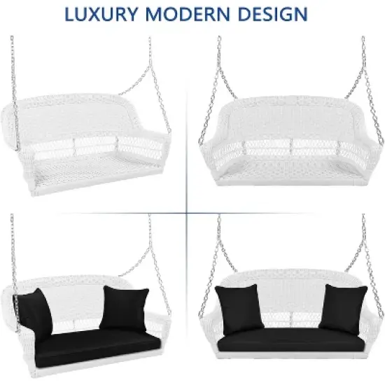 HomeStock White Wicker Porch Swing image {2}