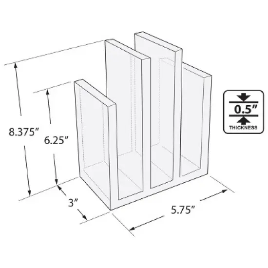 Azar Displays Clear Acrylic Bookend and Desk File Sorter, Acrylic, 1-Pack image {2}