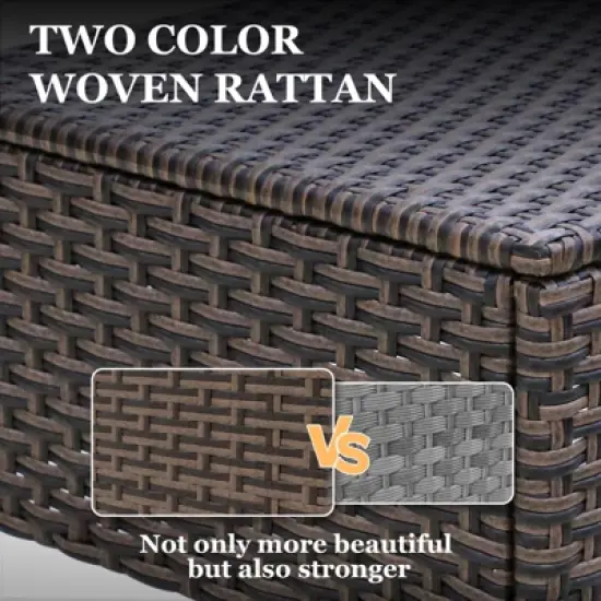 EAGLE PEAK Ocean Vista 2 Piece Wicker Patio Ottoman Set, Variated Wicker Multipurpose Square Ottomans image {5}