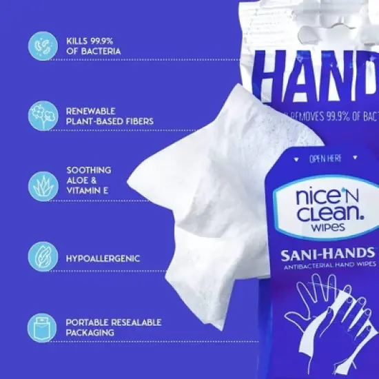 Nice N Clean Antibacterial Hand Wipes, 90 Ct image {2}