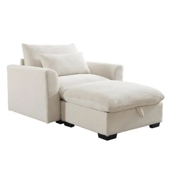 Corduroy Sofa Couch,Modular Sofa With Storage Ottoman,Deep Seat Couch,Sofa Couch For Living Room,Apartment-Cuddlewood image {5}