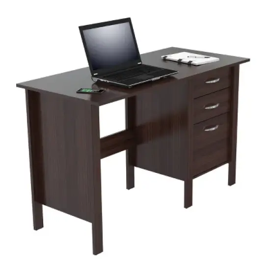 Writing Desk with 3 Drawers Espresso - Inval image {5}