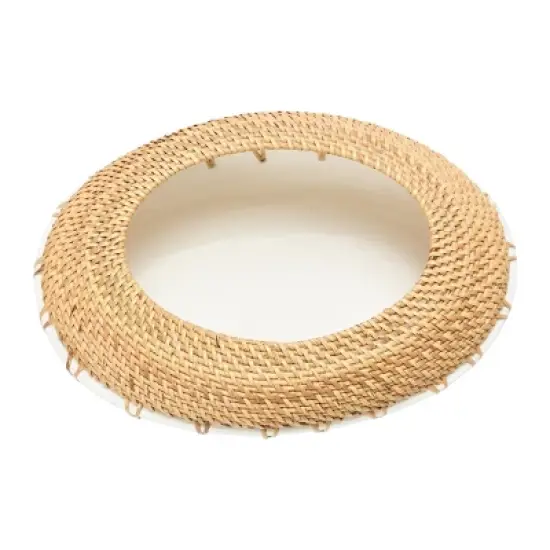 Storied Home Handmade Terra-cotta Planter with Hand-Woven Rattan Stitching image {4}