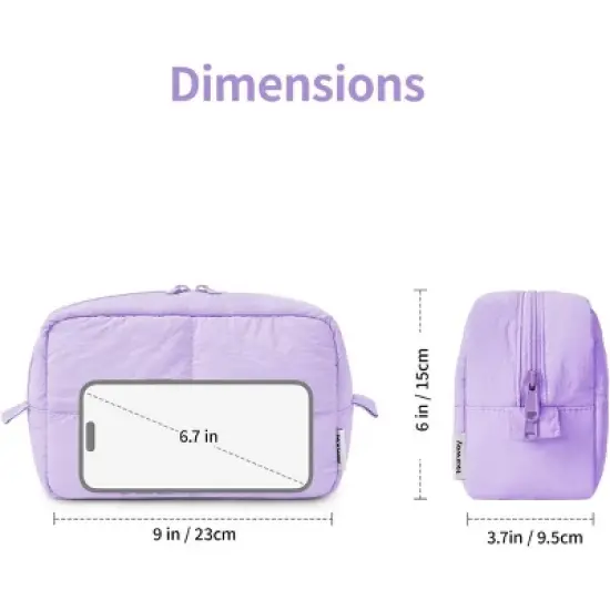 Narwey Puffy Makeup Bag for Travel Women Girl, Quilted Makeup Bag Cosmetic Bag, Cute Puffer Make Up Organizer Bags, image {1}