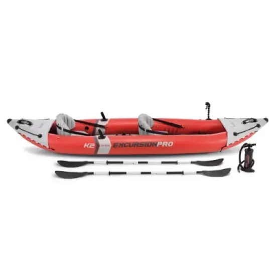 Intex Excursion Pro Inflatable 2 Person Vinyl Kayak with 2 Oars and Pump - Red image {3}