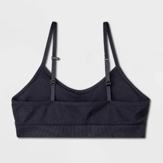 Girls' 2pk Seamless Ruched Bra - art class&trade; Gray/Black image {1}