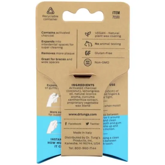 Dr. Tung's Activated Charcoal Vegan Smart Floss Lemongrass - Case of 6/30 yd image {2}