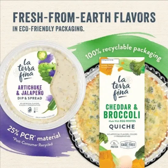 La Terra Fina Cheddar and Broccoli Quiche - 23oz image {2}