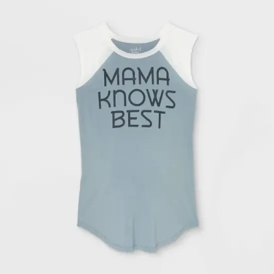 Sleeveless Mama Knows Best Baseball Graphic Maternity T-Shirt - Isabel Maternity by Ingrid & Isabel&trade; Blue image {2}