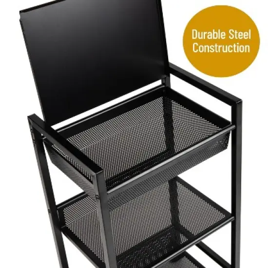 Mind Reader 3-Tier Cart with Covered Compartment Storage Metal image {3}