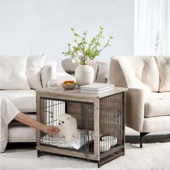 Feandrea Dog Crate Furniture, Modern Kennel for Dogs , Heavy-Duty Dog Cage with Multi-Purpose Removable Tray, Double-Door Dog House image {8}