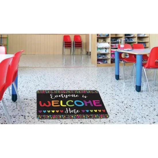Smart Poly&reg; Welcome Mat with Slip Resistant Backing, 15.5" x 23.5", Everyone is Welcome Here, Hearts image {2}