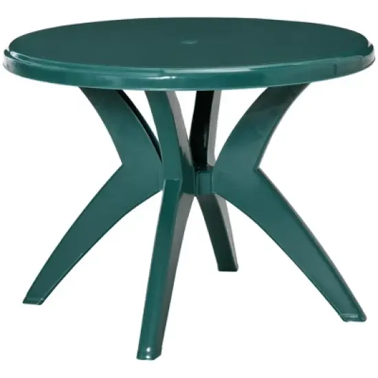 Outsunny Patio Dining Table with Umbrella Hole Round Outdoor Bistro Table for Garden Lawn Backyard image {3}