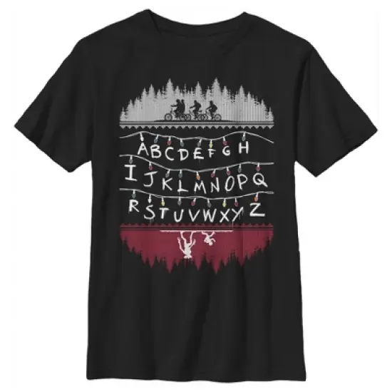 Boy's Stranger Things Christmas Light Message T-Shirt image {4}