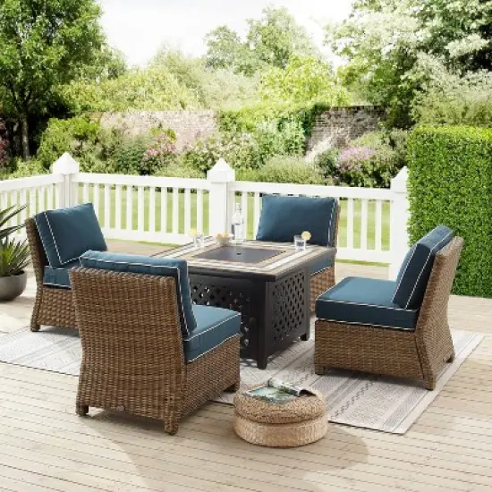 Bradenton 5pc Outdoor Wicker Armless Chair & Fire Table Set - Crosley
 image {3}