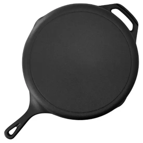 MegaChef 12 Inch Pre-Seasoned Cast Iron Skillet with Tempered Glass Lid image {3}