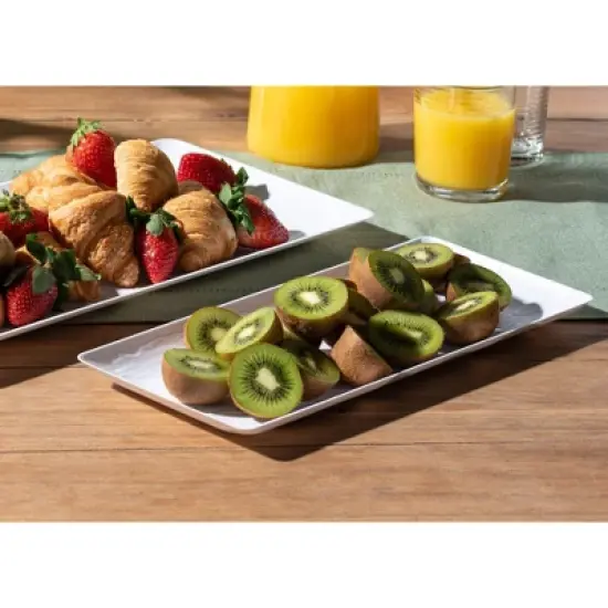 Posh Setting 6.25 x 14 Inch Rectangle White Plastic Serving Tray -  5 pack image {1}