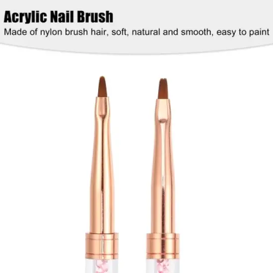 Unique Bargains Double Head Crystal Handle 6mm 6mm Drawing Brush Liner Brush Painting Pen ABS Rose Gold Tone 1 Pcs image {2}