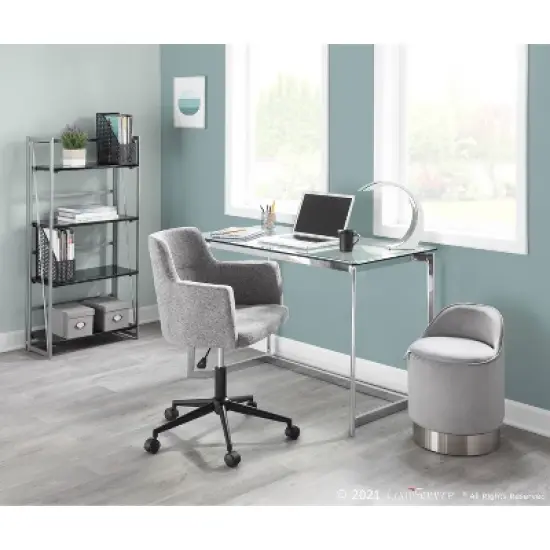 Marla Glam Vanity Stool Steel/Velvet Chrome/Silver - LumiSource image {13}