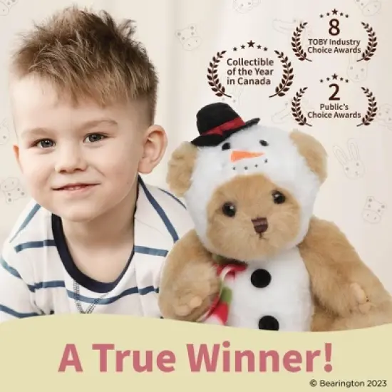 Bearington Frost E Bear Christmas Stuffed Animal, 10 Inch Snowman Plush Teddy Bear Decor, For Ages 3-14 image {3}