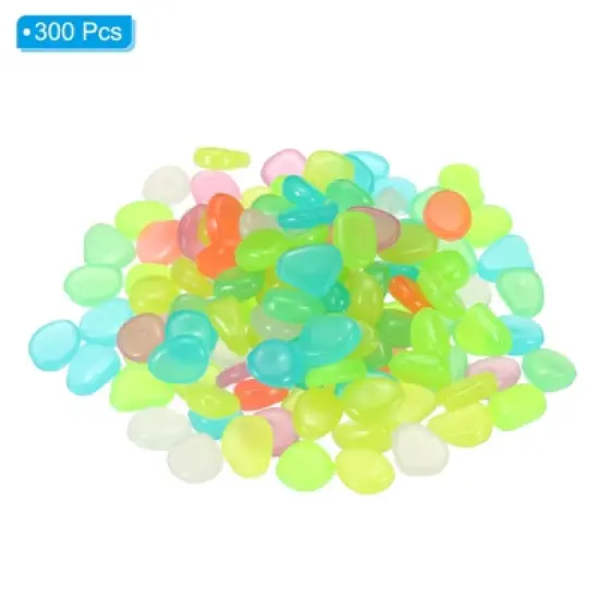 Unique Bargains Fish Tank Decoration Glowing Luminous Pebbles 8-11mm Multicolored 300 Pcs image {2}