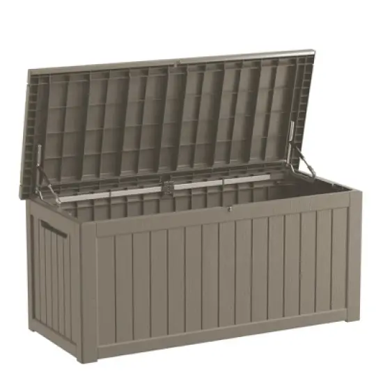 FURNIinspire Deck Boxes, Outdoor Storage Box with Waterproof Function for Gardening Tools, Pool Supplies, Patio Furniture, Brown, 57.87"*32.24"*33.66" image {5}