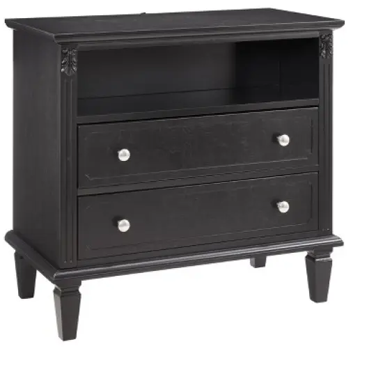 Sapphtopaz Nightstand with 2 Drawers and Open Space, Farmhouse Bedside Table with Outlets & USB Ports, Solid Wood Legs Night Stand for Bedroom image {5}