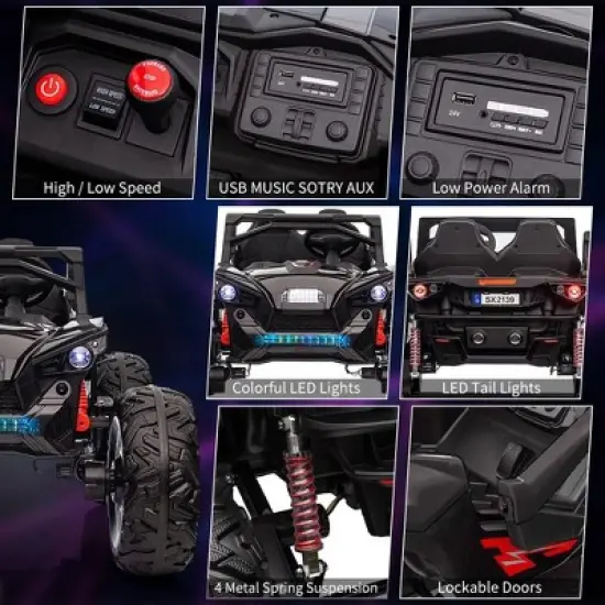 24V 2 Seaters Kids Ride on UTV with Remote Control, Extra Large EVA Wheels & Wide Seat for Big Kids, Full-Metal Suspension, Music, LED Lights image {1}