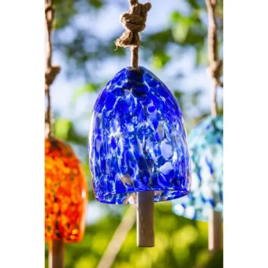 Evergreen Art Glass Speckle Deep Blue Bell Chime image {2}