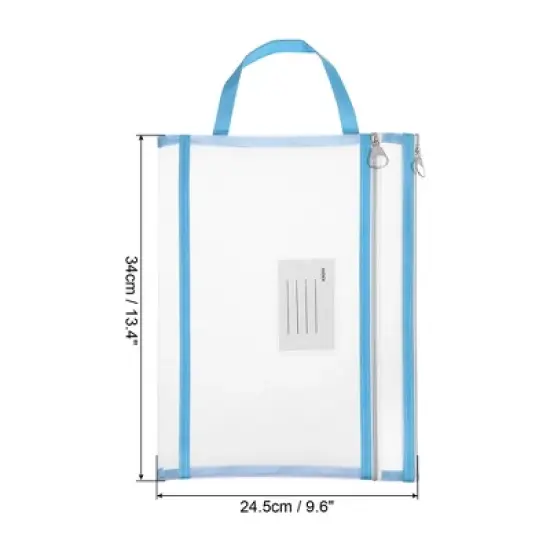 Unique Bargains Office Business A4 Nylon Document Pouch Mesh Zip Files Handle Bag with Name Tag image {1}
