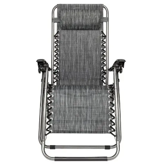 KTMBDW Set of 2 Adjustable Steel Mesh Zero Gravity Lounge Chair Recliners w/Pillows and Cup Holder Trays for Deck, Patio, Beach, Yard image {9}