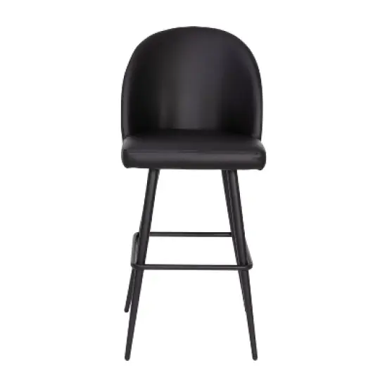 Merrick Lane Set of 2 Modern Armless Barstools with Contoured Backs, Steel Frames, and Integrated Footrests image {10}