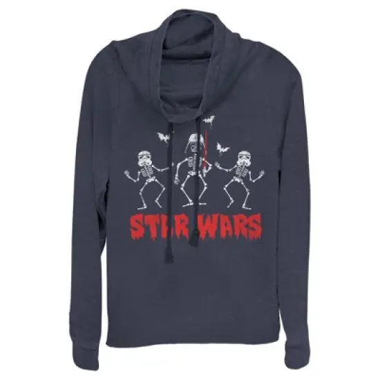 Junior's Star Wars Halloween Vader Skeletons Cowl Neck Sweatshirt image {4}
