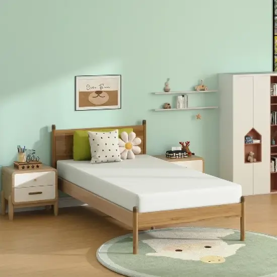 FDW 6 inch Bamboo Charcoal Memory Foam Mattress Cooling Gel Infused CertiPUR-US Certified Breathable Bed Mattress for Cooler Sleep,White image {8}