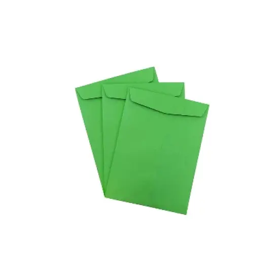 JAM Paper 10 x 13 Open End Catalog Colored Envelopes Green Recycled 100/Pack (V0128190) image {2}