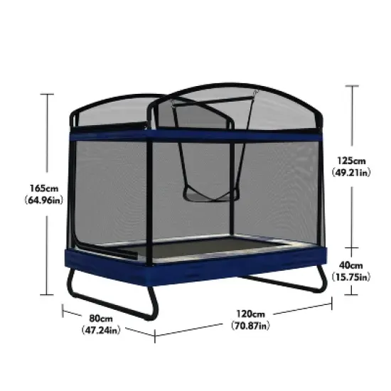 Belatt 4x6FT Rectangular Outdoor Trampoline with Safety Net &ndash; Black & Blue, for Kids and Adults image {1}