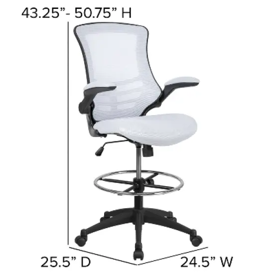 Emma and Oliver Mid-Back Mesh Ergonomic Drafting Chair with Foot Ring and Flip-Up Arms image {5}