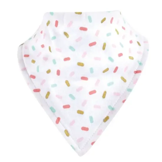 Hudson Baby Infant Girl Cotton Sleep and Play, Bodysuit and Bandana Bib Set, Donut Worry image {3}